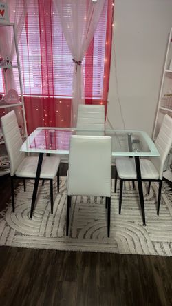 White Dining Table 4 Chairs