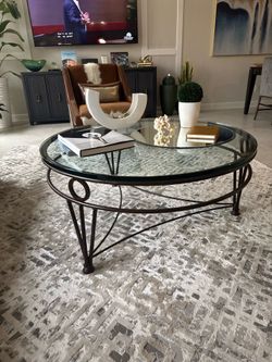 42” round glass coffee table