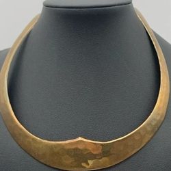 Vintage Hammered Brass Tone Torque Choker Collar Egyptian Necklace Boho
