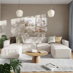 Luxury Modular 6 Piece Sectional Sofa, Cream brand new in box 