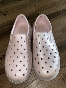 Girls Pink Metallic Slip On Waterproof Shoes 12