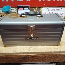 Vintage Craftsman Gray Mechanics Steel Tool Box 18" x 9” x 8