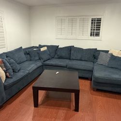 3 Piece Sectional Navy Sofa