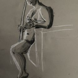 Charcoal Figure Drawings (Set Of 3 Pages)