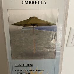 9’ Wood Framed Umbrella New