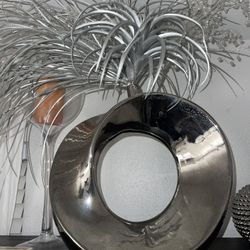 Silver Vase With Silver Zgallerie Flowers 
