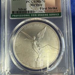 2018-mo 1oz PCGS MS70 ONZA MEXICO LIBERTAD SILVER COIN 