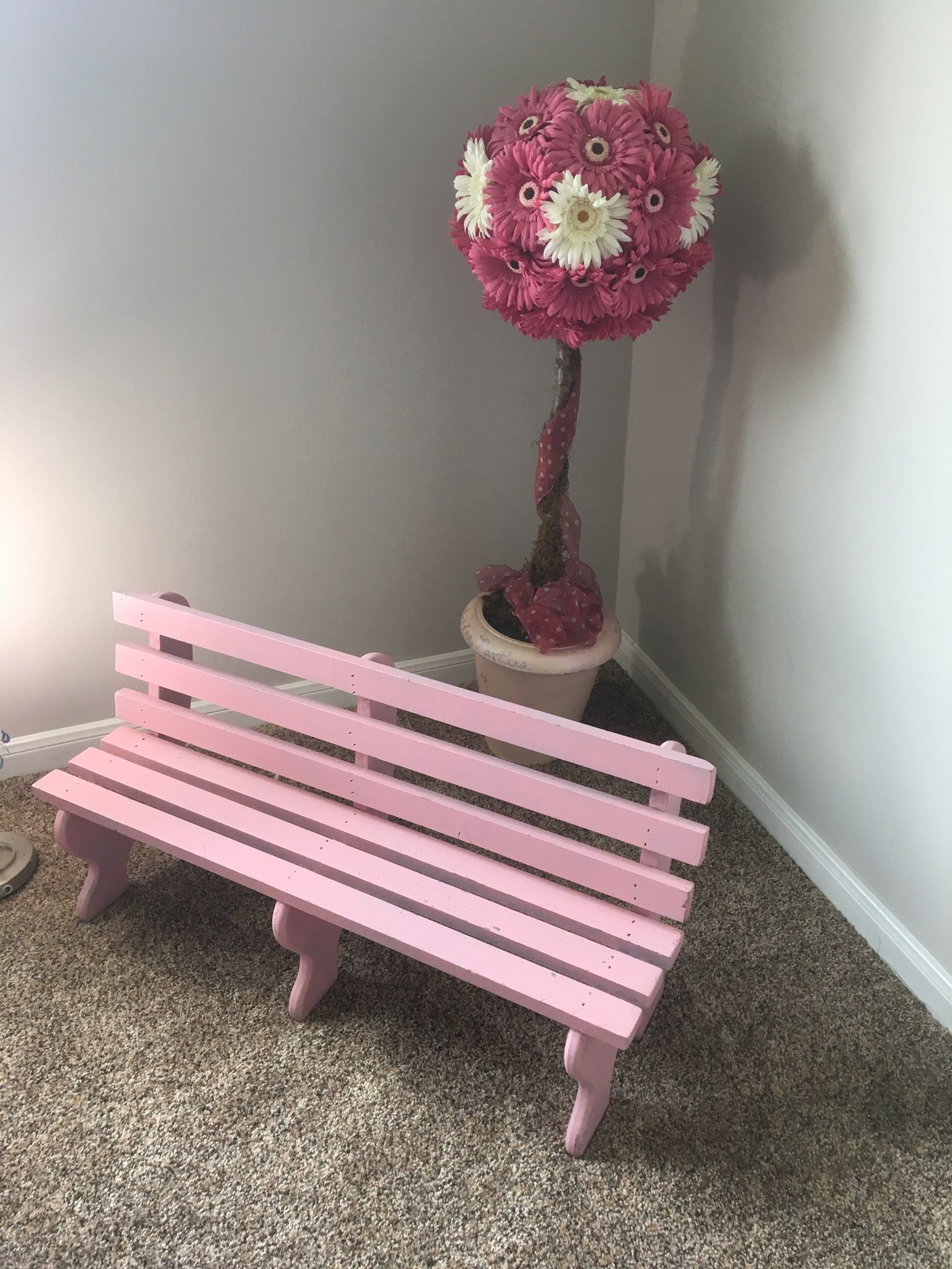 Princess Pink Bench And Pink Daisy Topiary 
