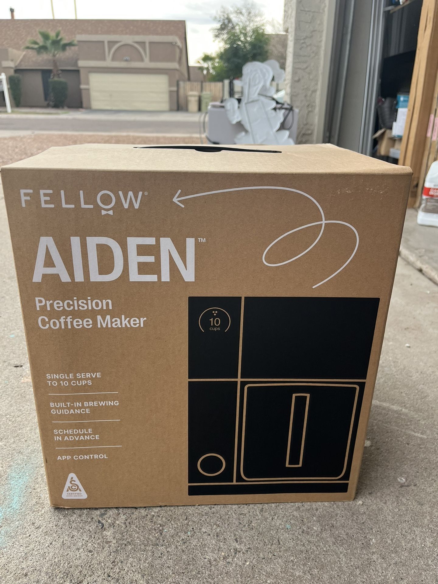 Fellow Aiden Precision Coffee Maker - 10-Cup Thermal Carafe, Built-In Brewing Guidance, Scheduling, Removable Water Tank, Matte Black