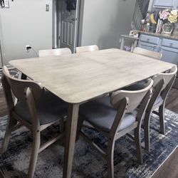 I Pay $1178 Before  The Tex In ROOMS TO GO Livano Gray 7 Piece Wood Dining Table Set (Seats 6  Brand new condition This 7 piece dining set offers a mi