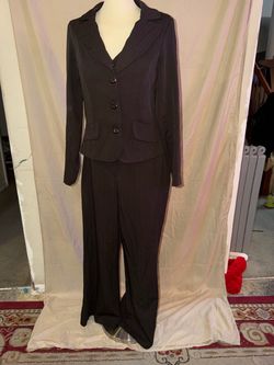 Vintage Y2K SNAP Brown Pinstripe 2-Piece Pant Suit – Women’s Size 13