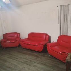 Five Piece Leather  Living Room Set