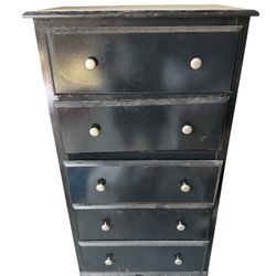 REDUCED!!! GARAGE SALE PRICE – Black 5-Drawer Dresser – Sturdy, Needs Cosmetic Touch-Up 