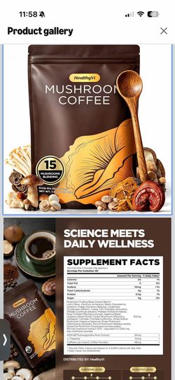 Mushroom Coffee with 15 Natural Mushrooms, Medium Roast Coffee With KSM-66 Ashwagandha & L-theanine Boosts Focus, Immunity, Energy, Mood & Gut Health,