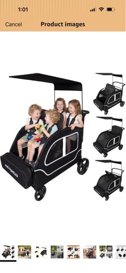 Julyshiliu 4-Seat Stroller Wagon with Canopy