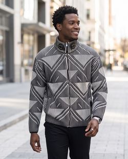 LCR sweater jacket black/ecru thick regular fit