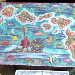 Really Cool Hawaiian Islands Old School Map Metal Sign