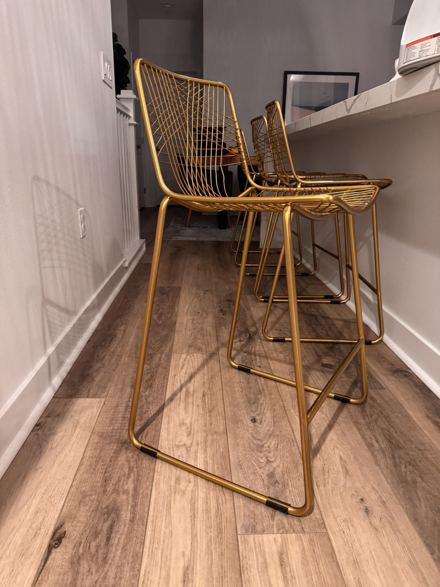 CB2 Gold Mesh Counter Barstools (set Of 4)