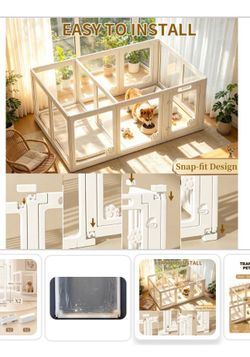 NEW Clear Acrylic Dog Playpen 24" H,Puppy Playpen 2 Rooms,Dog Playpens