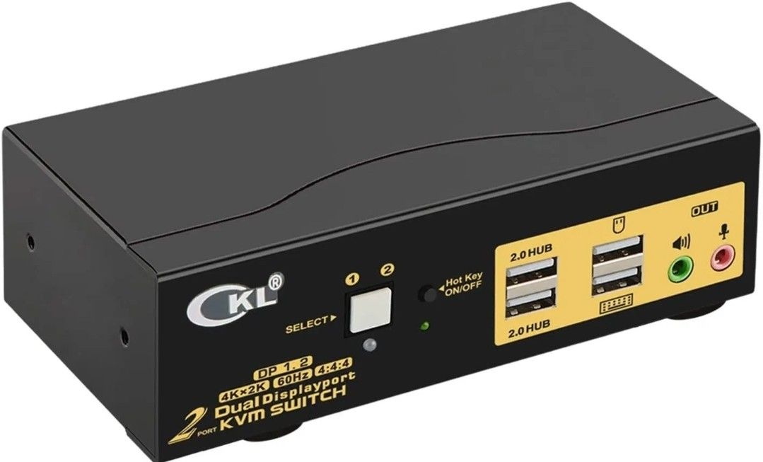 CKL KVM Switch 2 Monitors, 2 Computers