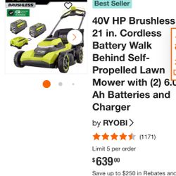 Lawn Mover Ryoby 40v Self Propelled Bateria Y Cargador 