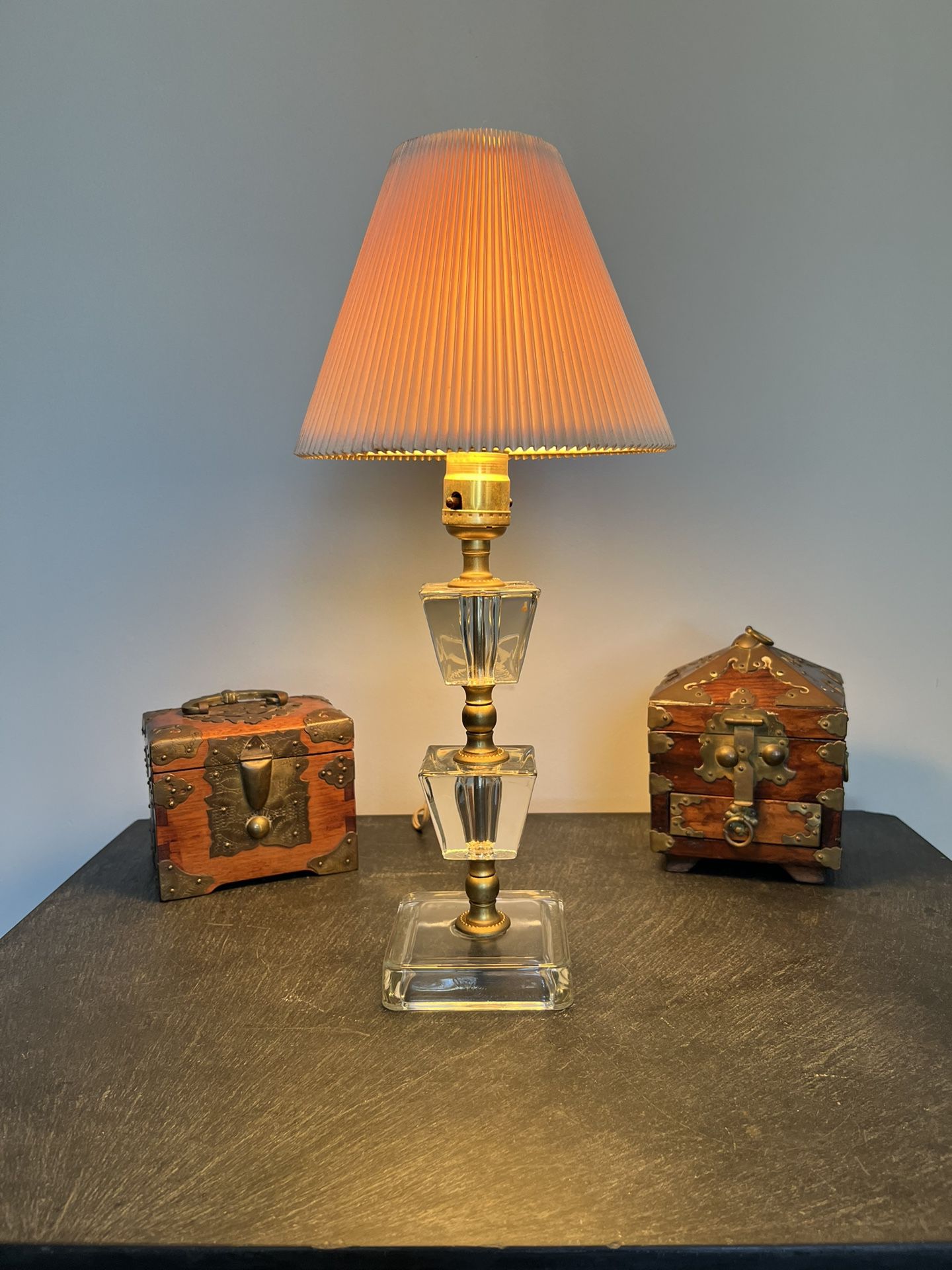 Art Deco Glass Table Lamp H17” X4”
