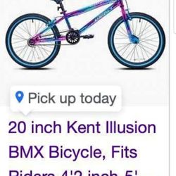 20" Kent Illusion BMX Bicycle, Fits Riders 4'2"-5', Blue/Purple, Child, Unisex