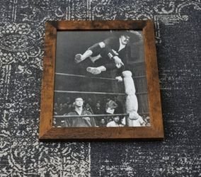 Framed Vintage Lucha Libre in Japan Wrestling Photo Print - Rustic Frame (8x10)