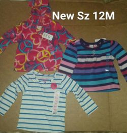 New Sz 9-12 months 3pc baby girls long sleeve top lot the Children's Place & Okie Dokie nwt