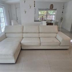 White Leather Sectional Sofa by Modani