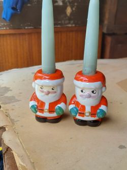 Vintage Santa candle holders