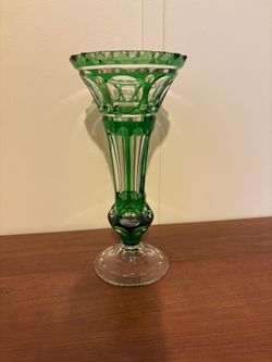 Cut To Clear Vase Has A Small Ship At The Top See Photos