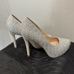 Lauren Lorraine Silver Crystal Stiletto Heels