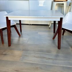 Toddler Kids Table And Chairs- 2 Tone - White And Walnut