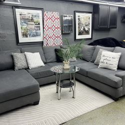 Grey Living Spaces Sectional Couch 