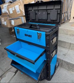 19.5”W X 28.5” H 12” D 3-Tier Stackable Extendable Handle Trolley Tool Box