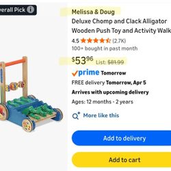 Melissa & Doug Wooden Push Walker