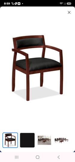 Pair of Wood Frame Guest Chair with Black Upholstery