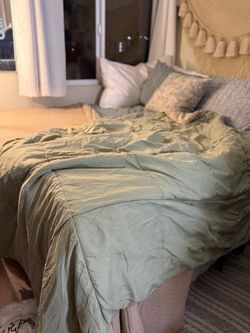 Reversible Sage Green and brown twin Quilted Comforter
