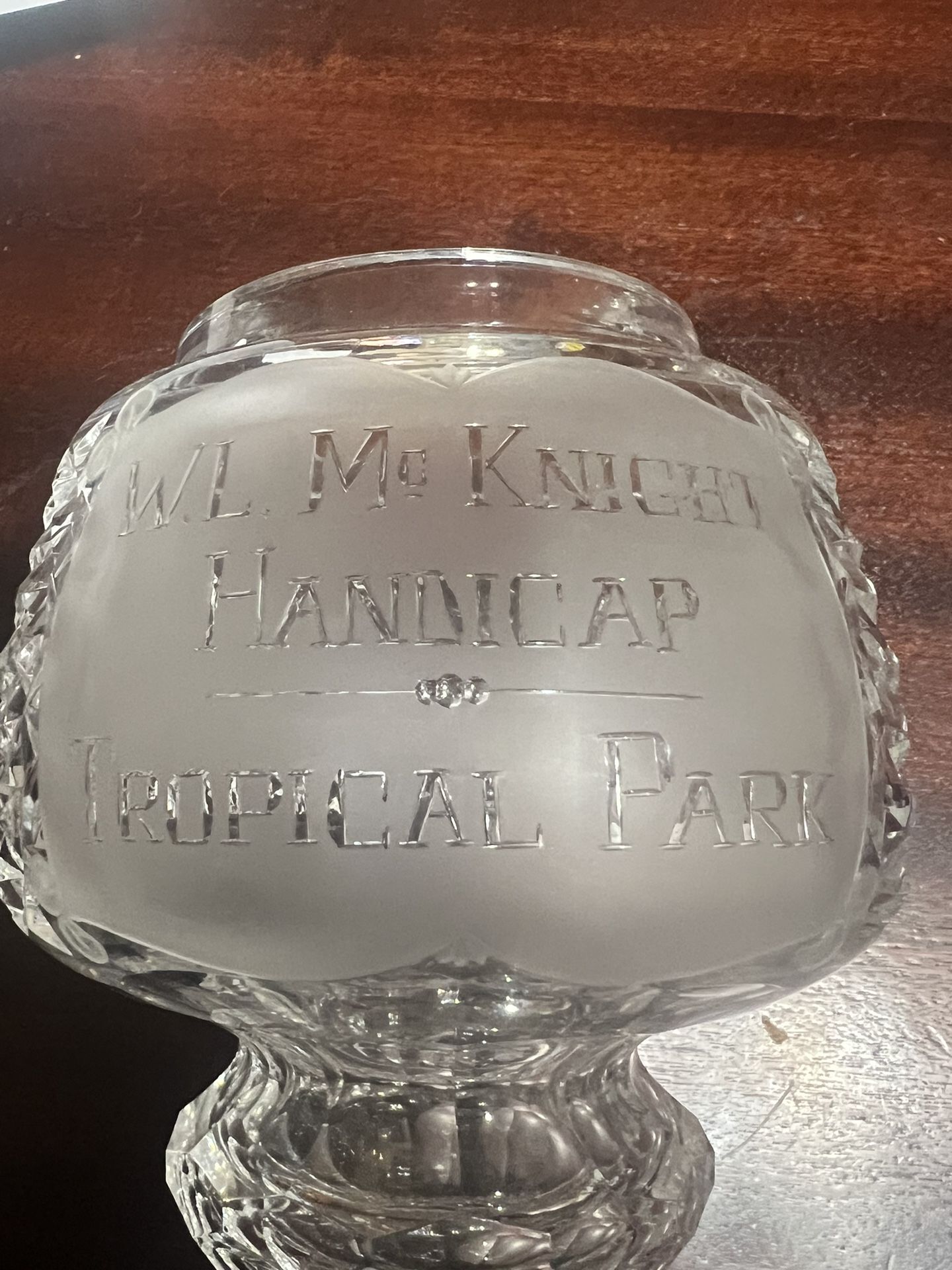 Racetrack Memorabilia Tropical Park WL McKnight Handicap Crystal Vase Super Rare