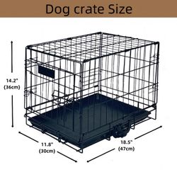 Godohome 18 inches Reinforced Dog Crate x-small Collapsible Dog Crate Wire Pet Dog Crate with Leak Proof Plastic Tray Divider Outdoor Indoor Portable 