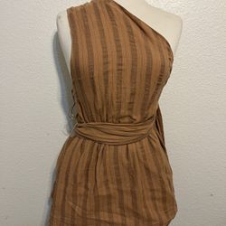 Zara One Shoulder Beaded Dress Top Shirt Size Xs 