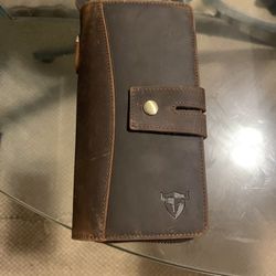 Mens Large Leather Wallet With Zipper Amd Chain