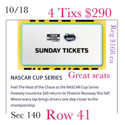 NASCAR Racing Sunday race 4 TIXs for $290
