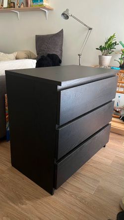 IKEA MALM 3-drawer chest in black-brown