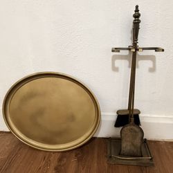 Vintage Brass Fireplace Tool Set w/Matching Stand