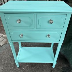 Tiffany & co Teal Vintage Desk Refurbished Perfect W/ Bubble Glass Knobs 