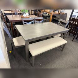 6 pc solid wood dining table set