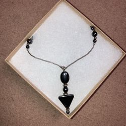 Native American Style .925 Sterling Silver Hematite Necklace. 