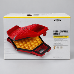 New BELLA Bubble Waffle Maker 9” Red w/ Cone Rack